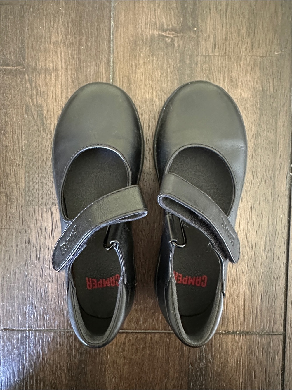 Camper Kids Black Mary Jane Hook-and-Loop Dress Shoes. Size 28